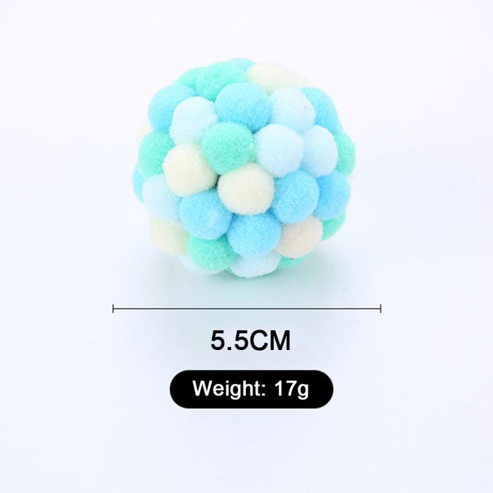 1 PC Pet Supplies Cat Self-excited Ball Funny Cat Ball Plush Bell Ball Multicolor Stitching Christmas Color Cat Throwing Toys