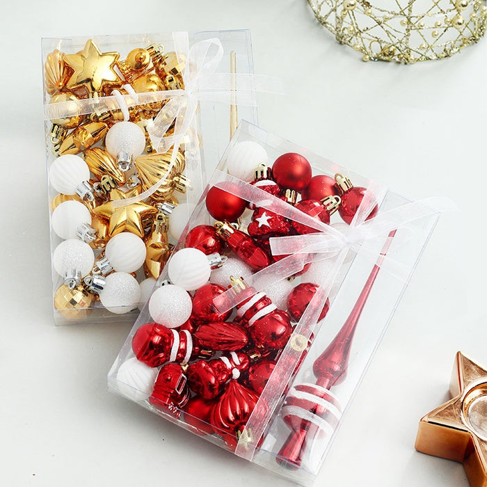 Christmas ornaments 34PCS painted Christmas ball set gift bag mini Christmas tree pendant