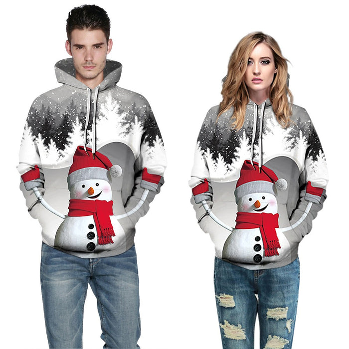 Christmas Geek Digital Printing Couple Long Sleeve Hooded Sweater