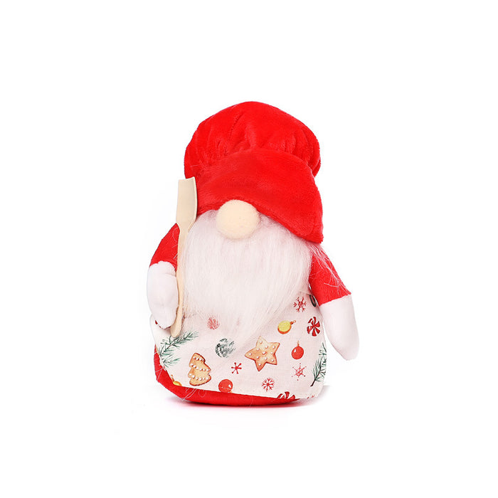 Christmas decorations new little chef Rudolph faceless doll cute plush dwarf doll ornaments