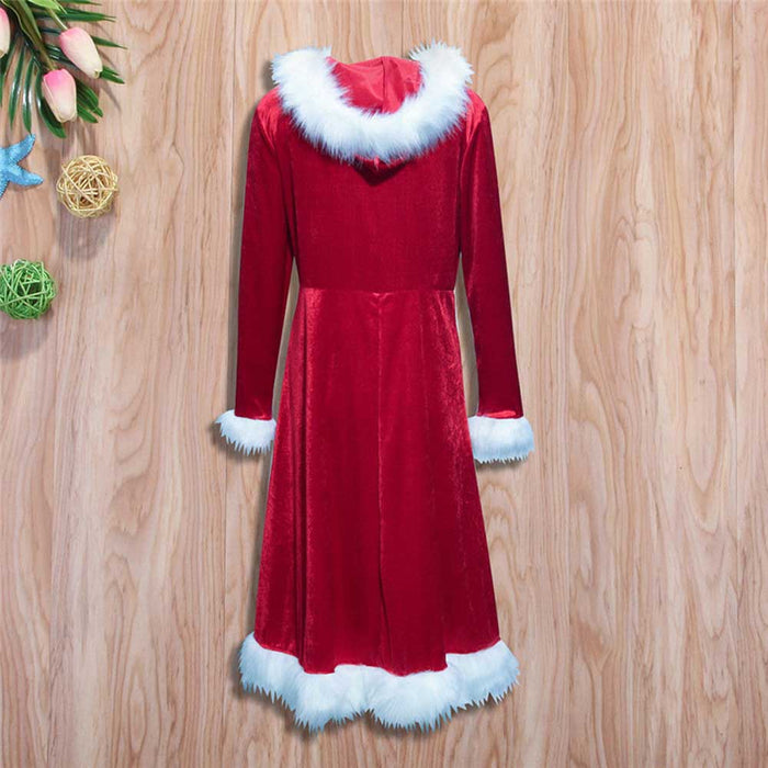 Christmas Red Dress Santa Velvet Family Matching Clothes Happy New Year Party Vestidos WDC1669