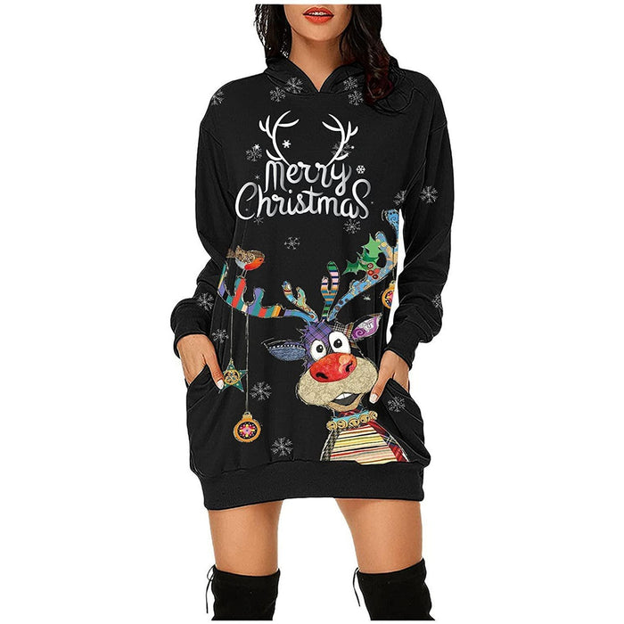 New Winter Women's Christmas Hoodie Skirt