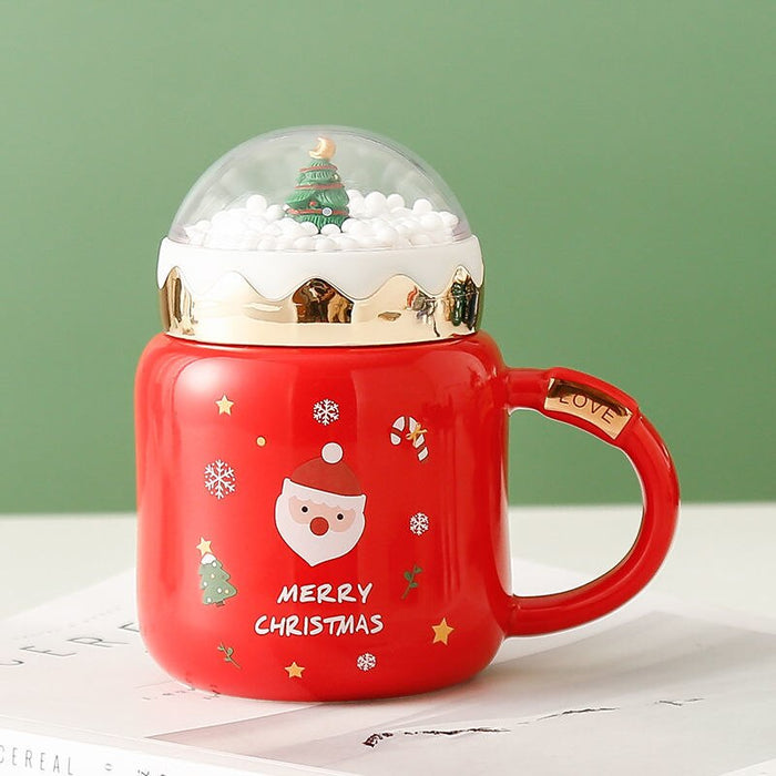 Christmas Water Cup New Ceramic Cup Mug with Lid Household Milk Coffee Cup Student Good-looking Couple's Cups