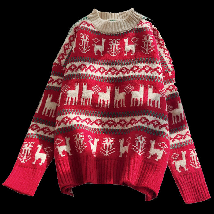 Women Knitted Christmas Sweater  New Loose pullover