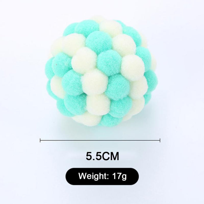 1 PC Pet Supplies Cat Self-excited Ball Funny Cat Ball Plush Bell Ball Multicolor Stitching Christmas Color Cat Throwing Toys