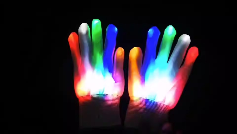 Christmas Gift Halloween Colorful Glove Rainbow Glove LED Glove Fluorescent Dance Glove