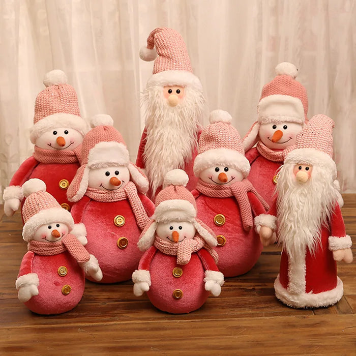 New Cute Christmas Doll Pink Santa Claus Knit Cap Snowman Toys Xmas Figurines Christmas Gift for Kid Xmas Tree Ornaments