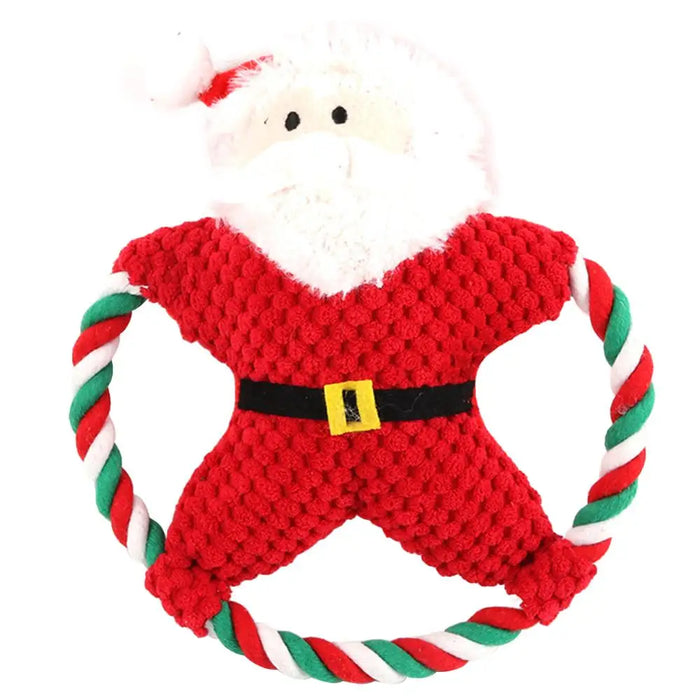 Christmas Santa Claus Pet Dog Toys Chew Squeaker Pet Plush Toys For Dogs Cute Biting Rope Sound Toys