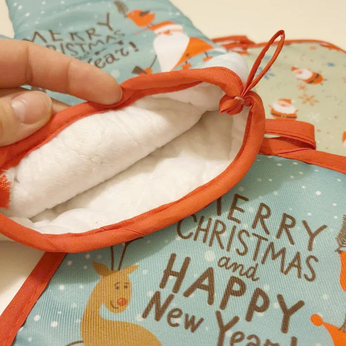 Christmas Decorations For Home Christmas Microwave Gloves Two-piece Heat-resistant Oven Mitt