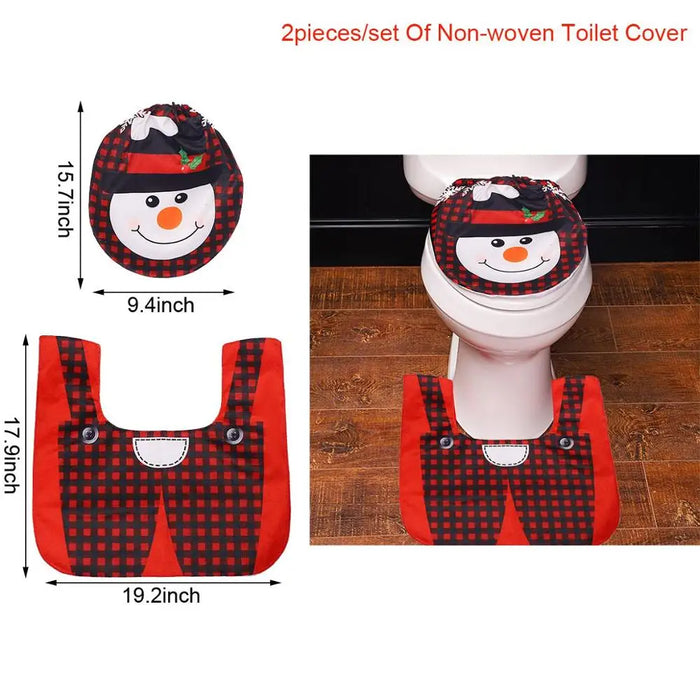 Santa Claus Snowman Reindeer Christmas Toilet Cover Merry Christmas Decor