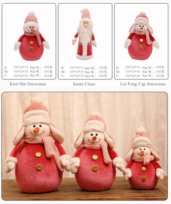 New Cute Christmas Doll Pink Santa Claus Knit Cap Snowman Toys Xmas Figurines Christmas Gift for Kid Xmas Tree Ornaments