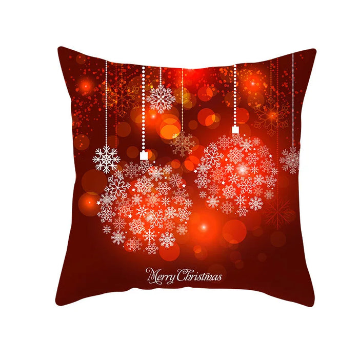 Festive Red Pattern Cushion Cover Christmas Style Pillow Cover