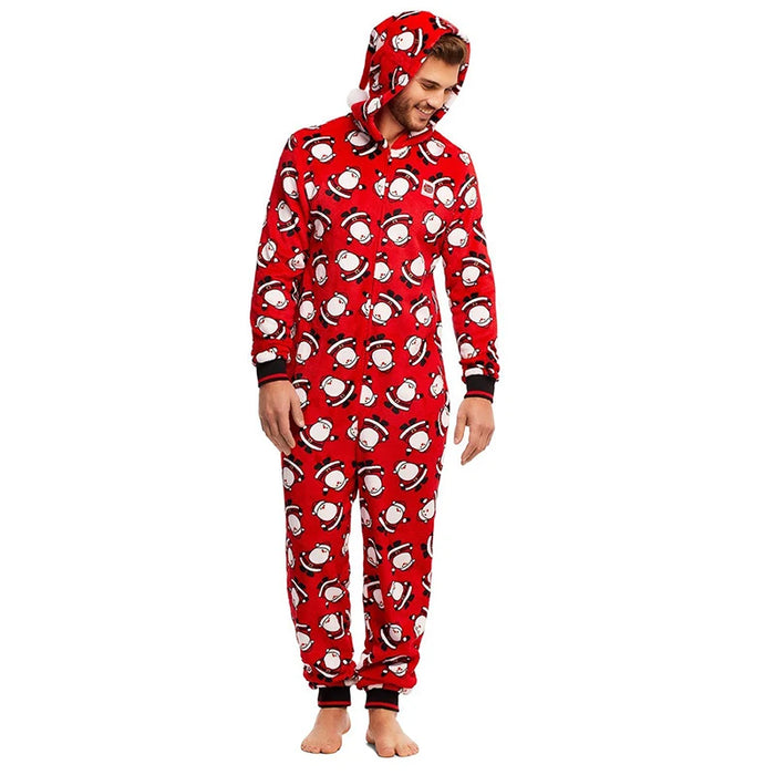 Christmas  Family Matching Xmas Santa Printed Zipper Sleepwear