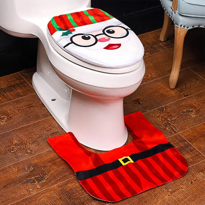 Santa Claus Snowman Reindeer Christmas Toilet Cover Merry Christmas Decor