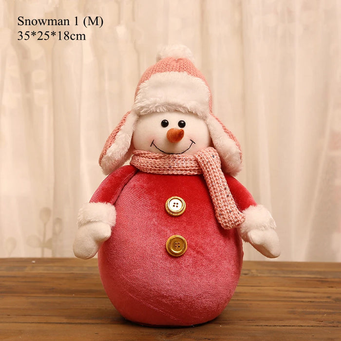 New Cute Christmas Doll Pink Santa Claus Knit Cap Snowman Toys Xmas Figurines Christmas Gift for Kid Xmas Tree Ornaments