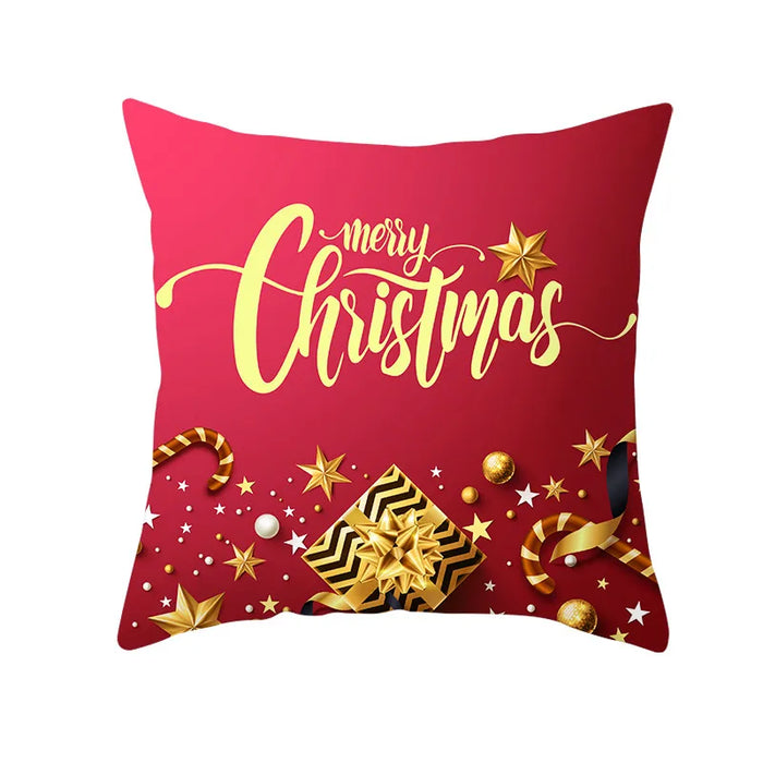 Festive Red Pattern Cushion Cover Christmas Style Pillow Cover