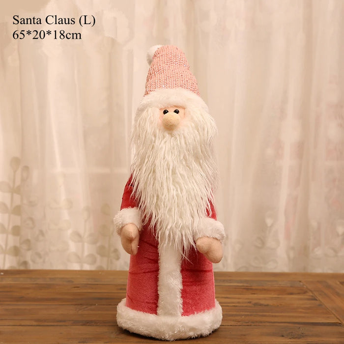 New Cute Christmas Doll Pink Santa Claus Knit Cap Snowman Toys Xmas Figurines Christmas Gift for Kid Xmas Tree Ornaments