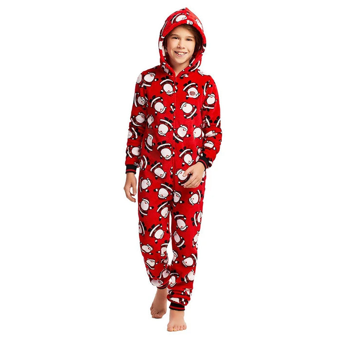 Christmas  Family Matching Xmas Santa Printed Zipper Sleepwear