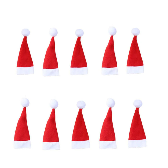 30Pcs Christmas Decoration Cutlery Fork Set Christmas Hat Storage Tool Bottle Small Toys Festive Atmosphere Mini Hat #2