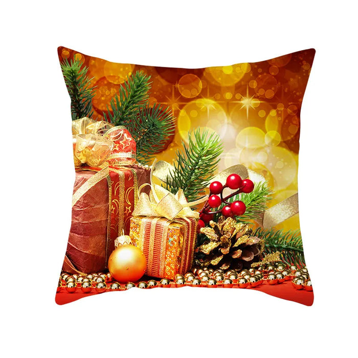 Festive Red Pattern Cushion Cover Christmas Style Pillow Cover