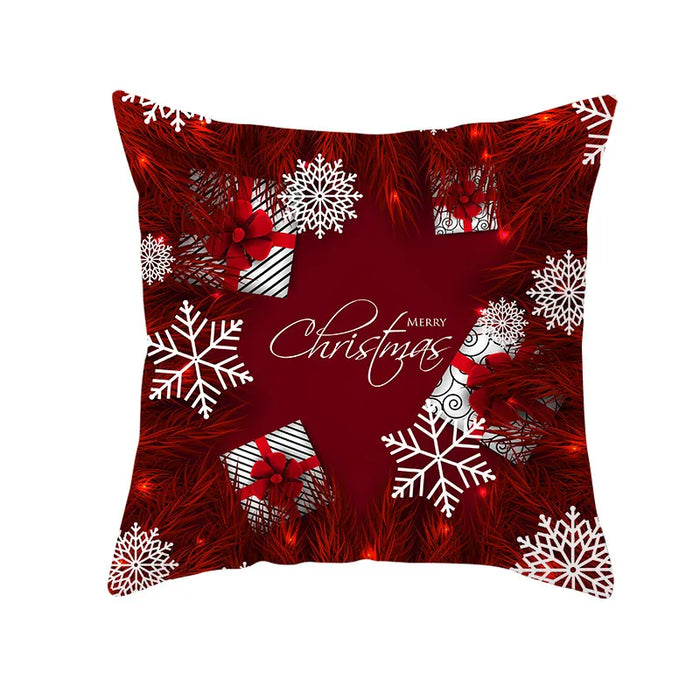 Festive Red Pattern Cushion Cover Christmas Style Pillow Cover