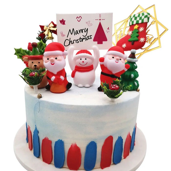 Christmas Santa Figurine Kids Toys Cake Decoration Snowman Sika Deer Doll Christmas Tree Children's Birthday Gift Props