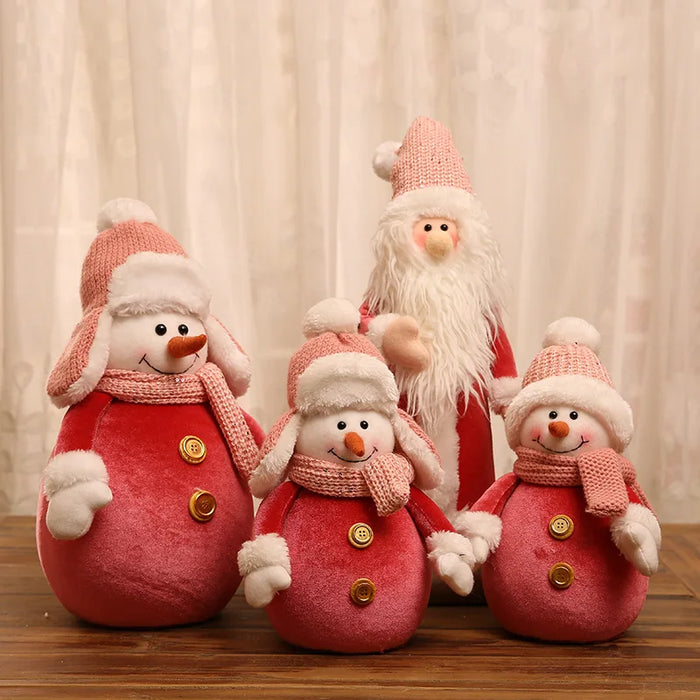 New Cute Christmas Doll Pink Santa Claus Knit Cap Snowman Toys Xmas Figurines Christmas Gift for Kid Xmas Tree Ornaments