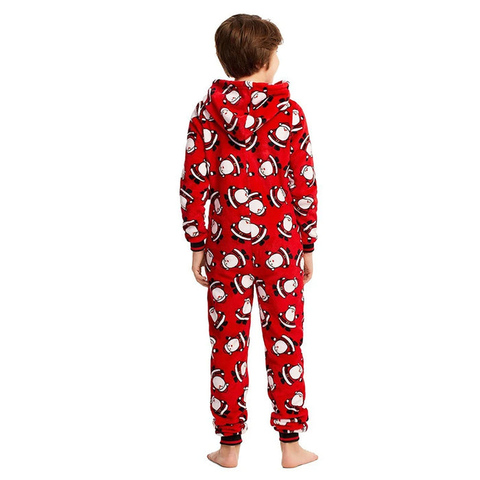 Christmas  Family Matching Xmas Santa Printed Zipper Sleepwear