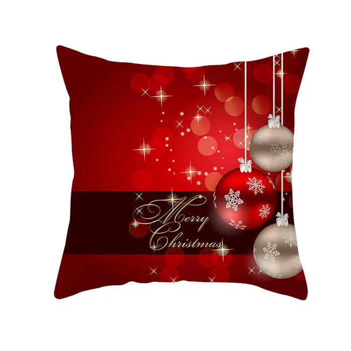 Festive Red Pattern Cushion Cover Christmas Style Pillow Cover