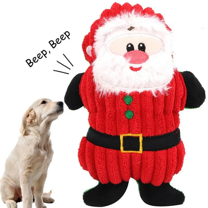 Christmas Santa Claus Pet Dog Toys Chew Squeaker Pet Plush Toys For Dogs Cute Biting Rope Sound Toys