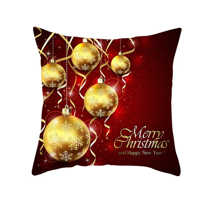 Festive Red Pattern Cushion Cover Christmas Style Pillow Cover