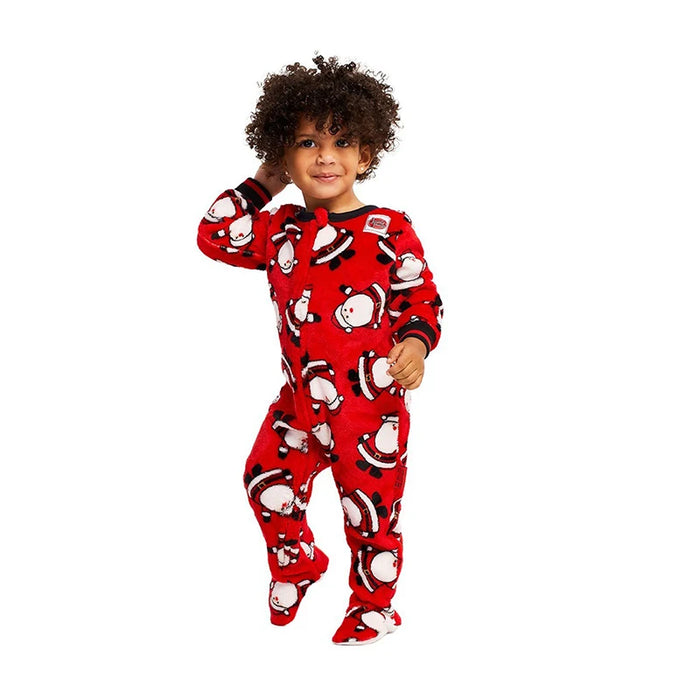 Christmas  Family Matching Xmas Santa Printed Zipper Sleepwear