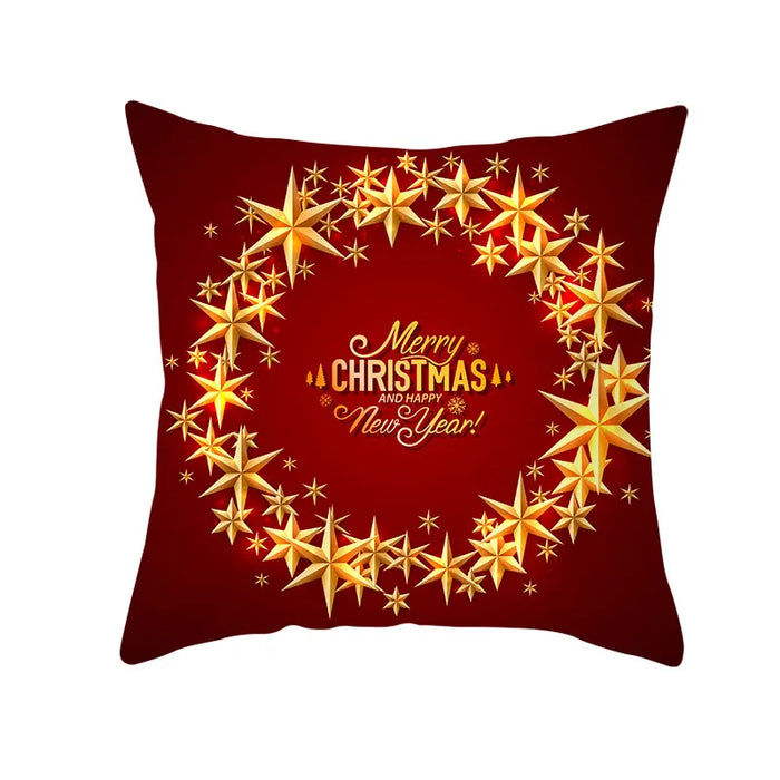 Festive Red Pattern Cushion Cover Christmas Style Pillow Cover