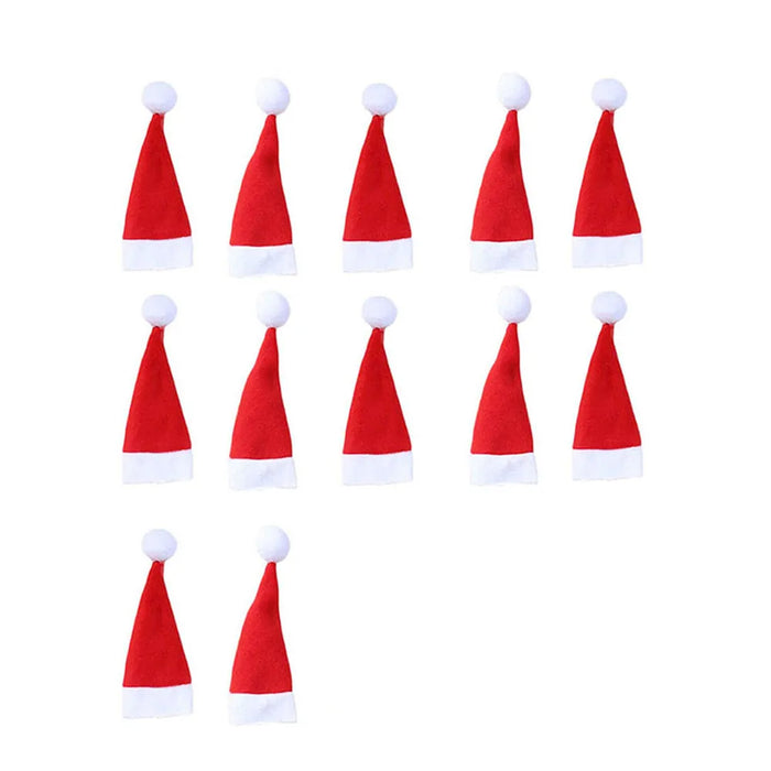 30Pcs Christmas Decoration Cutlery Fork Set Christmas Hat Storage Tool Bottle Small Toys Festive Atmosphere Mini Hat #2