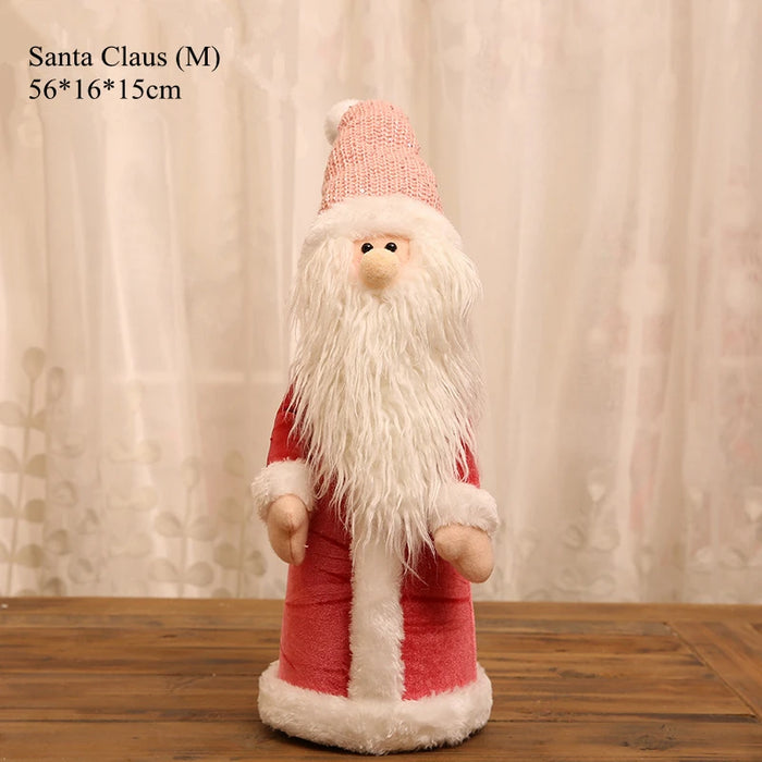 New Cute Christmas Doll Pink Santa Claus Knit Cap Snowman Toys Xmas Figurines Christmas Gift for Kid Xmas Tree Ornaments