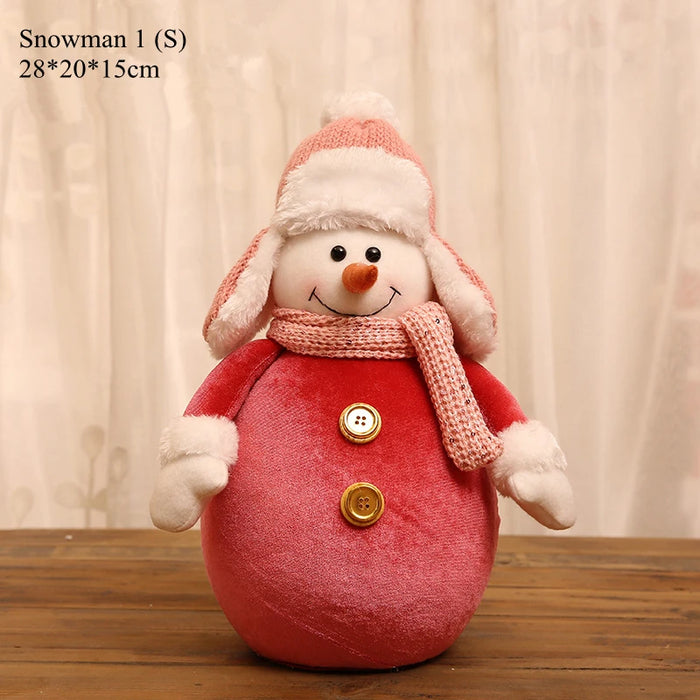 New Cute Christmas Doll Pink Santa Claus Knit Cap Snowman Toys Xmas Figurines Christmas Gift for Kid Xmas Tree Ornaments