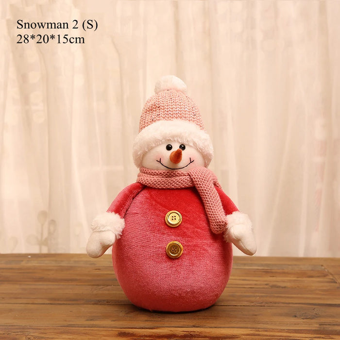 New Cute Christmas Doll Pink Santa Claus Knit Cap Snowman Toys Xmas Figurines Christmas Gift for Kid Xmas Tree Ornaments