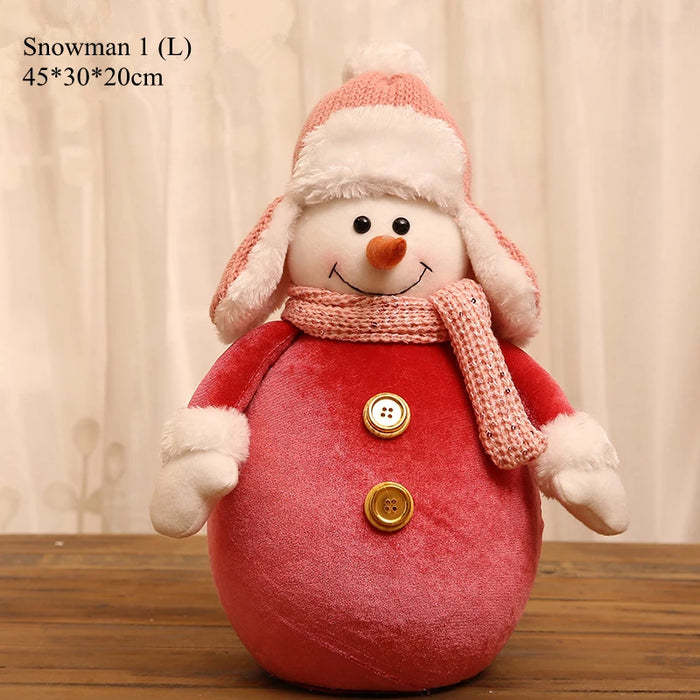 New Cute Christmas Doll Pink Santa Claus Knit Cap Snowman Toys Xmas Figurines Christmas Gift for Kid Xmas Tree Ornaments