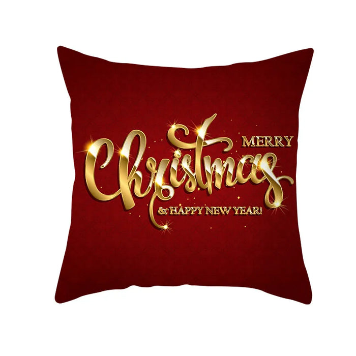 Festive Red Pattern Cushion Cover Christmas Style Pillow Cover