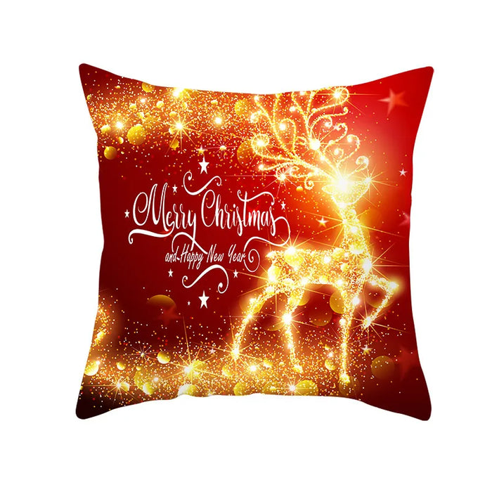 Festive Red Pattern Cushion Cover Christmas Style Pillow Cover