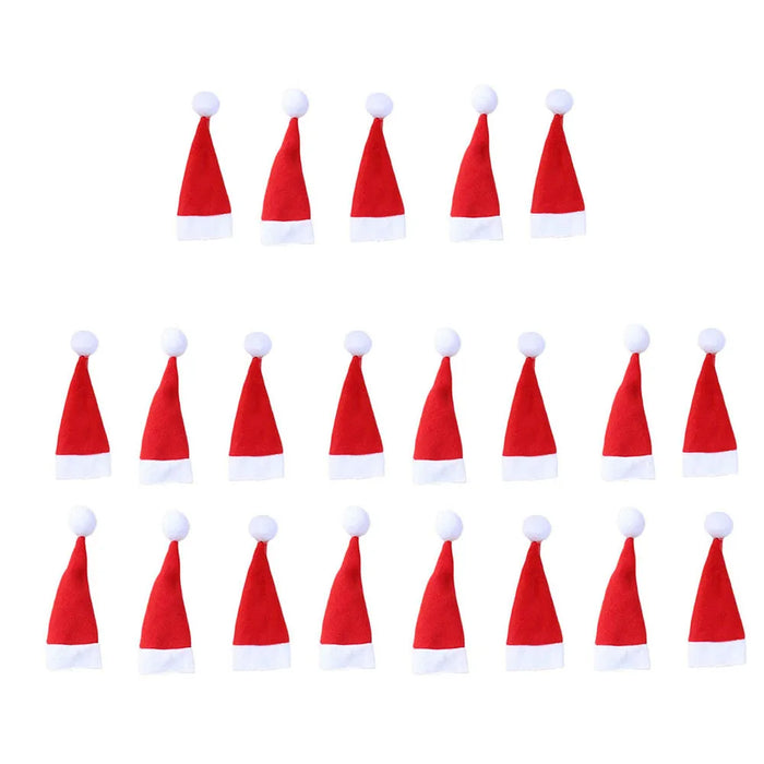 30Pcs Christmas Decoration Cutlery Fork Set Christmas Hat Storage Tool Bottle Small Toys Festive Atmosphere Mini Hat #2