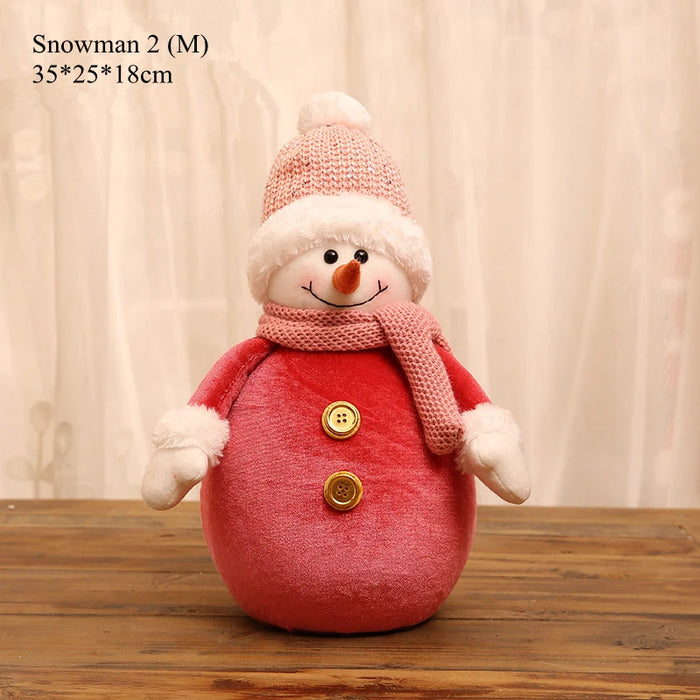 New Cute Christmas Doll Pink Santa Claus Knit Cap Snowman Toys Xmas Figurines Christmas Gift for Kid Xmas Tree Ornaments