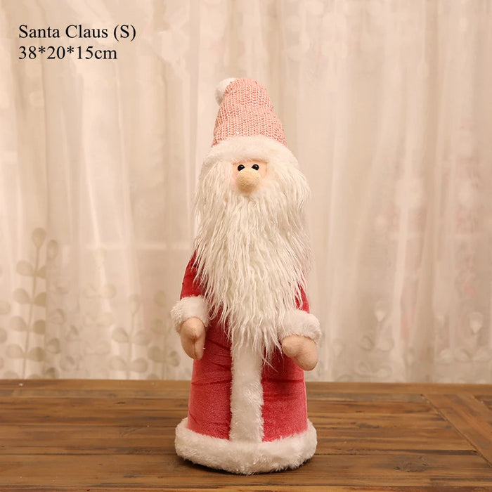 New Cute Christmas Doll Pink Santa Claus Knit Cap Snowman Toys Xmas Figurines Christmas Gift for Kid Xmas Tree Ornaments