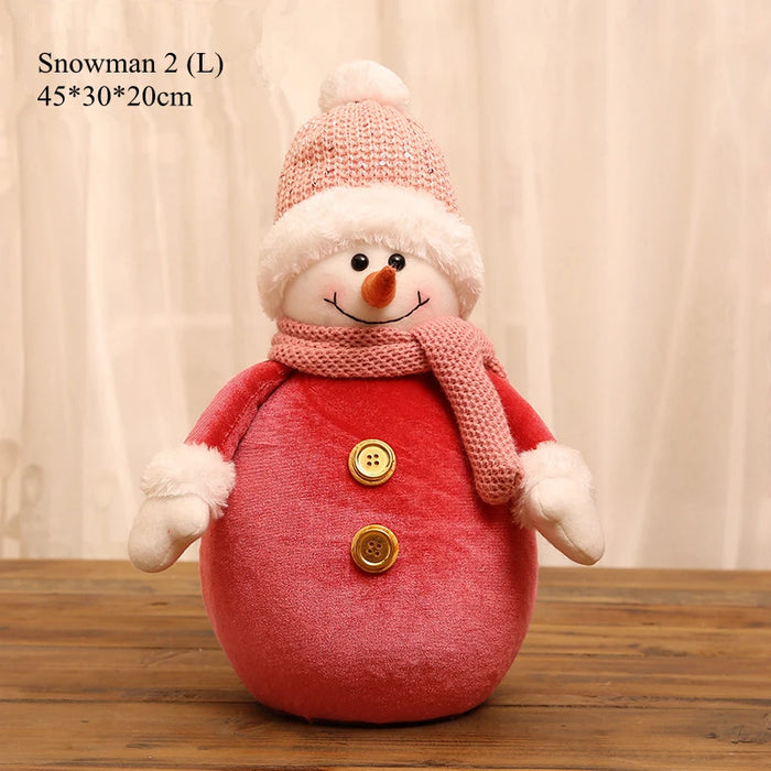 New Cute Christmas Doll Pink Santa Claus Knit Cap Snowman Toys Xmas Figurines Christmas Gift for Kid Xmas Tree Ornaments