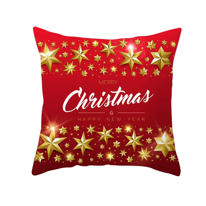 Festive Red Pattern Cushion Cover Christmas Style Pillow Cover