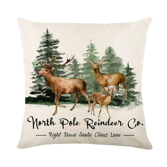 Linen Merry Christmas Pillow Cover 45x45cm