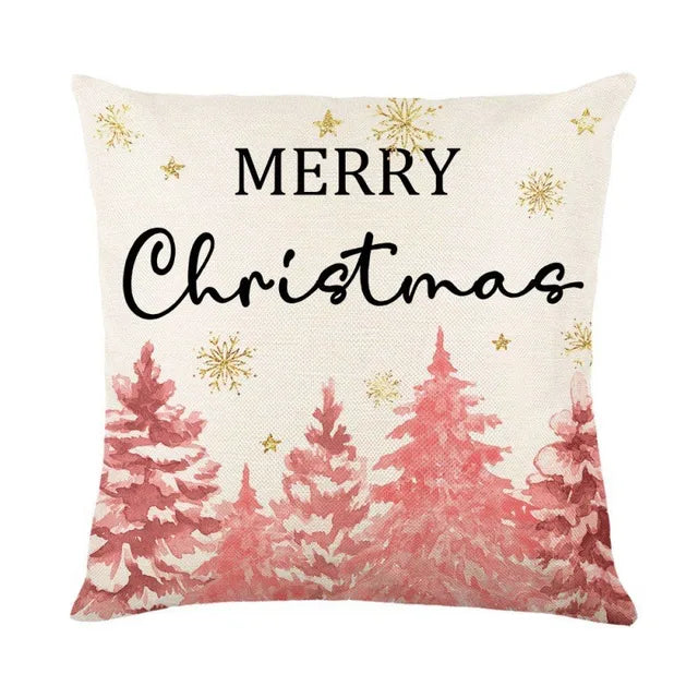 Linen Merry Christmas Pillow Cover 45x45cm