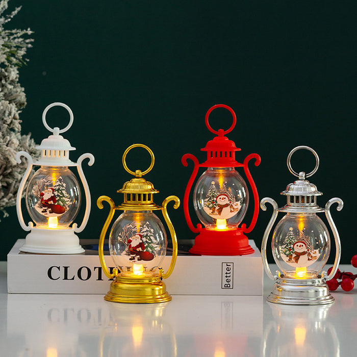 Christmas Decorations Light-emitting Portable Small Oil Lamp Desktop Ornaments