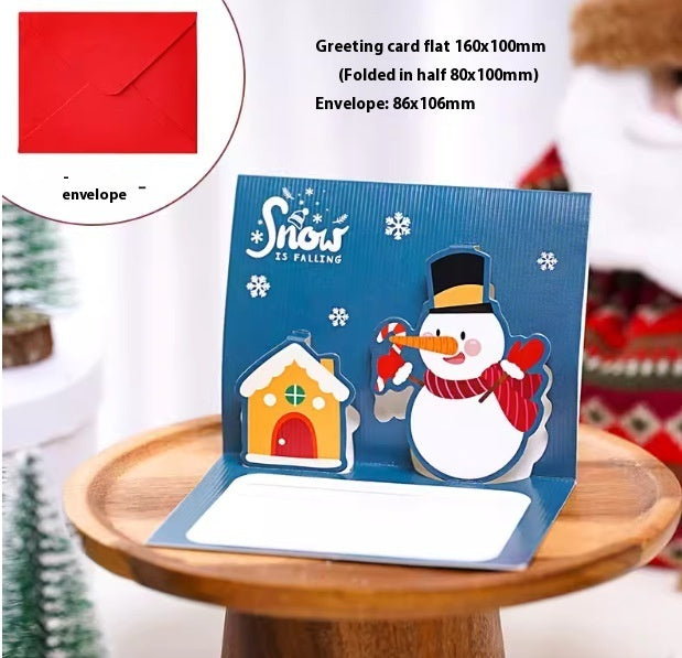 Christmas Stereoscopic Greeting Cards Diy Christmas Eve Gift Cartoon Blessing