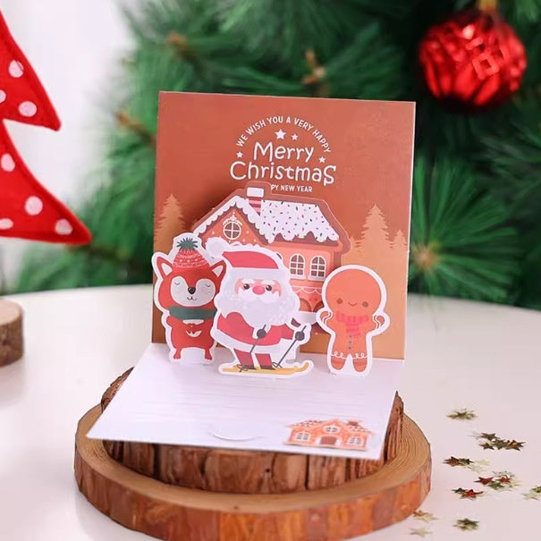 Christmas Stereoscopic Greeting Cards Diy Christmas Eve Gift Cartoon Blessing